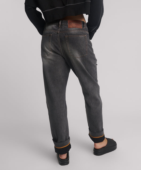 One Teaspoon Bandits Low Waist Boyfriend Denim Jeans - Worn Black