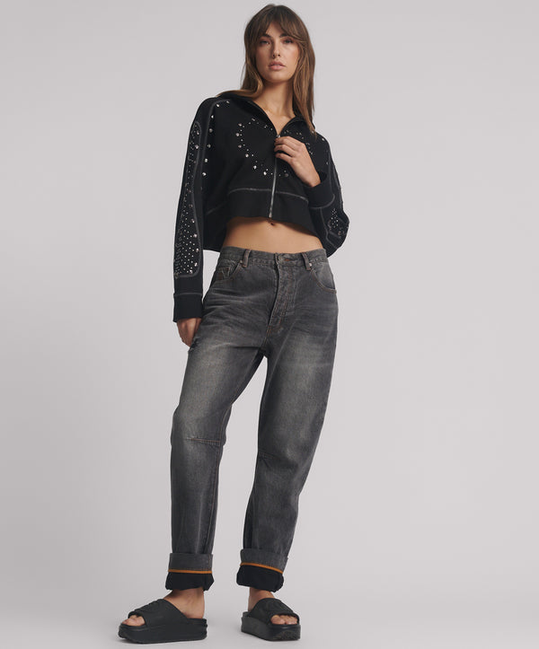 one teaspoon Bandits Low Waist Boyfriend Denim Jeans - Worn Black