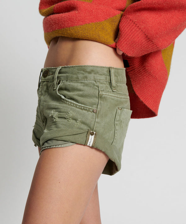 One Teaspoon Bandits Low Waist Denim Shorts - Archived Super Khaki