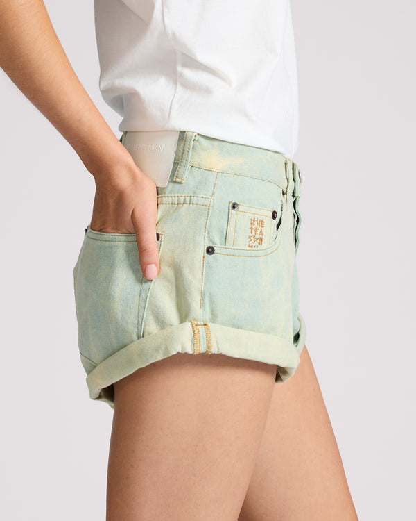 One Teaspoon Bandits Low Waist Denim Shorts - Aruba Blue-Green