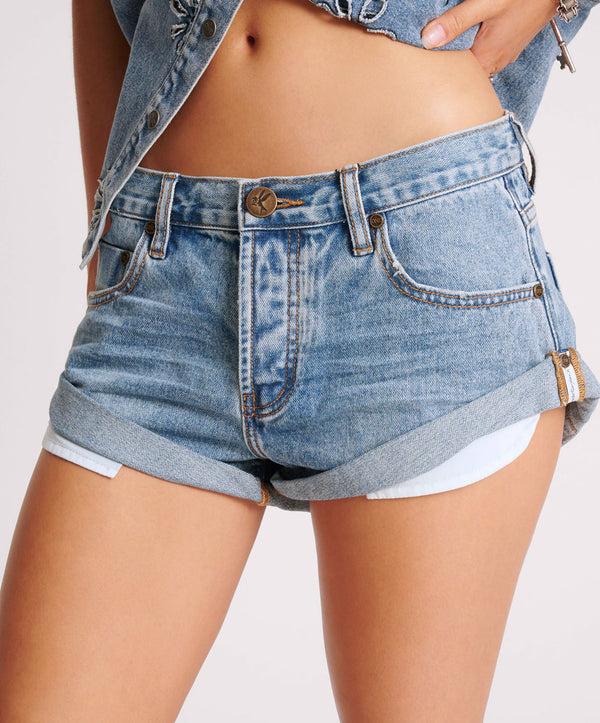 One Teaspoon Bandits Low Waist Denim Shorts - Cobaine Blue