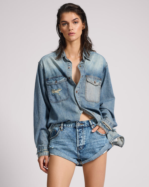One Teaspoon Bandits Low Waist Denim Shorts - Hollywood Blue