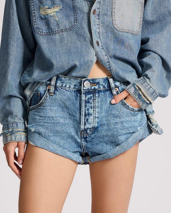 One Teaspoon Bandits Low Waist Denim Shorts - Hollywood Blue