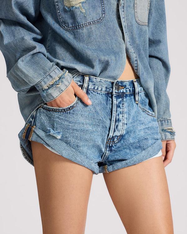 One Teaspoon Bandits Low Waist Denim Shorts - Hollywood Blue