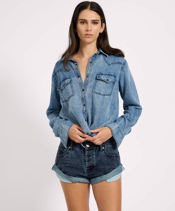 One Teaspoon Bandits Low Waist Denim Shorts - Indigo Blue