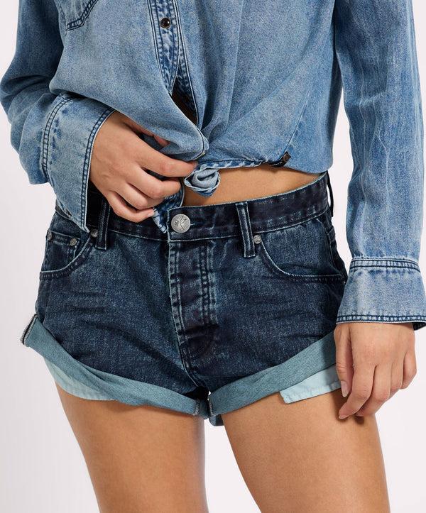 One Teaspoon Bandits Low Waist Denim Shorts - Indigo Blue
