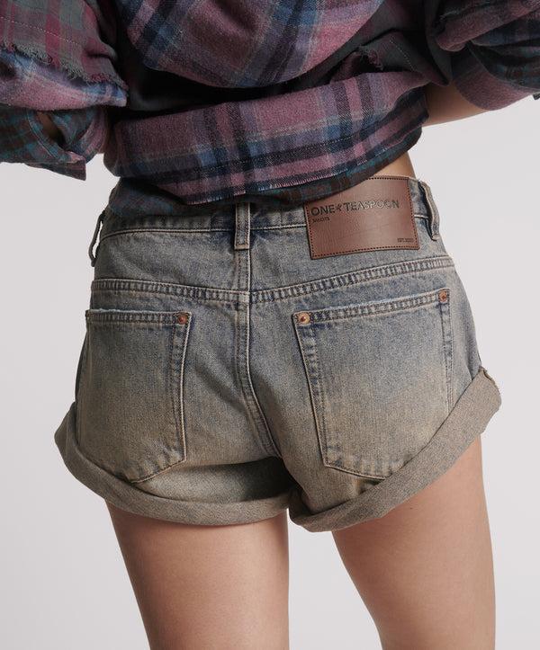 One Teaspoon Bandits Low Waist Denim Shorts - Island Blue
