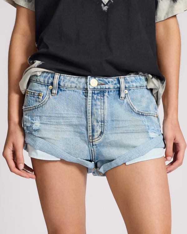 One Teaspoon Bandits Low Waist Denim Shorts - Kansas Blue