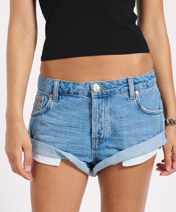 One Teaspoon Bandits Low Waist Denim Shorts - New Blue