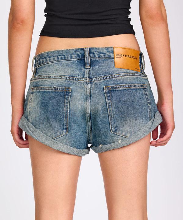 One Teaspoon Bandits Low Waist Denim Shorts - Phoenix Blue
