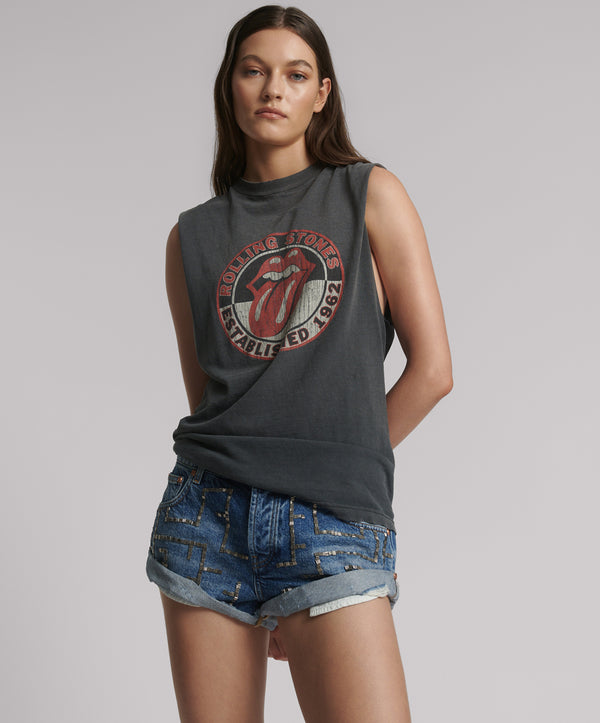 One Teaspoon Bandits Low Waist Embellished Denim Shorts - Blue Thunder