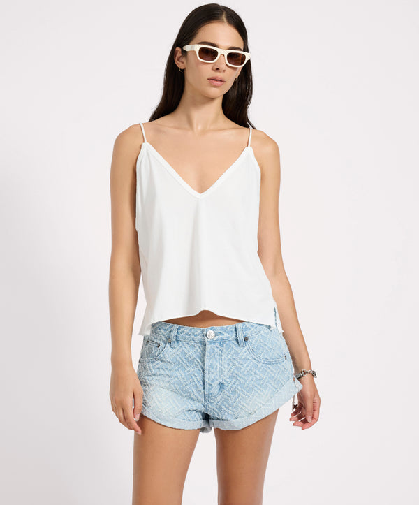 One Teaspoon Bandits Low Waist Jacquard Denim Shorts - Chevron Blue