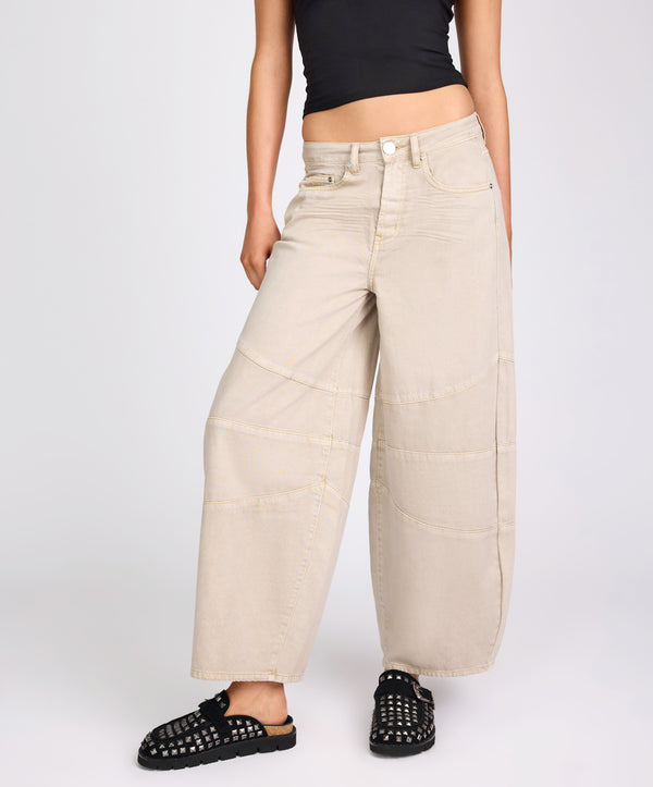 One Teaspoon Barrel Mid Waist Wide Leg Denim Jeans - Stone