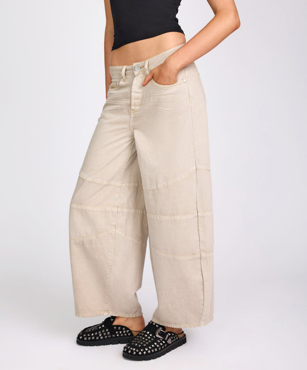 One Teaspoon Barrel Mid Waist Wide Leg Denim Jeans - Stone