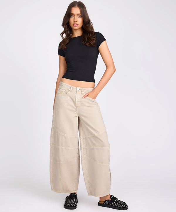 one teaspoon Barrel Mid Waist Wide Leg Denim Jeans - Stone