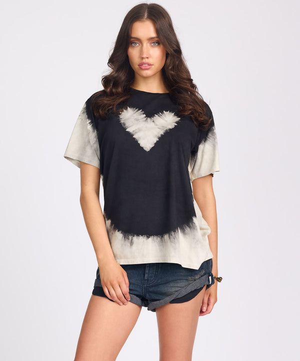 One Teaspoon Beaming Heart Boyfriend Tee - White And Black