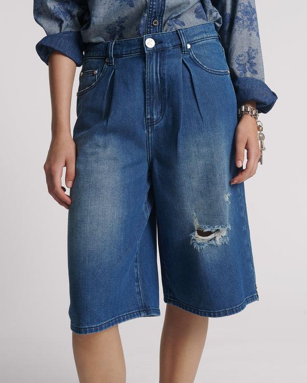 One Teaspoon Beastie Low Waist Wide Leg Denim Shorts - Rosewood