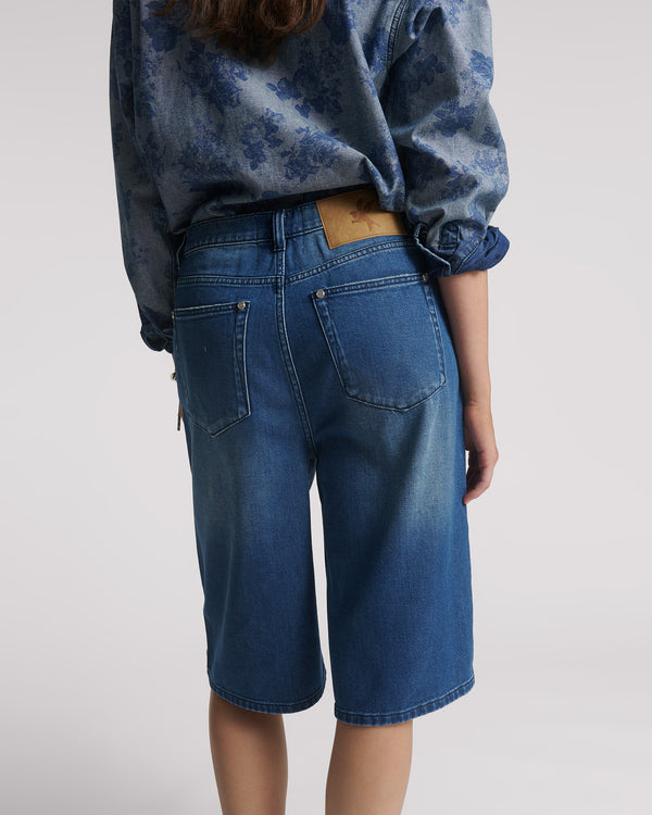 One Teaspoon Beastie Low Waist Wide Leg Denim Shorts - Rosewood