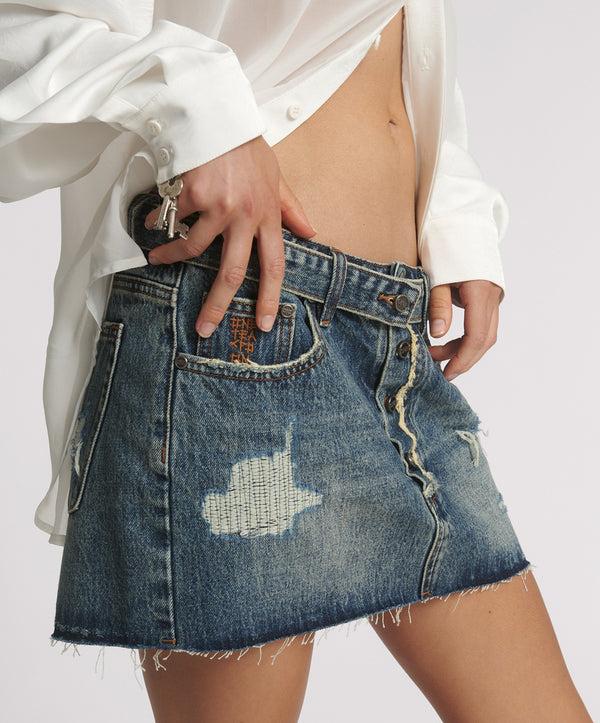 One Teaspoon Belted Low Waist Denim Mini Skirt - Boys Club Blue