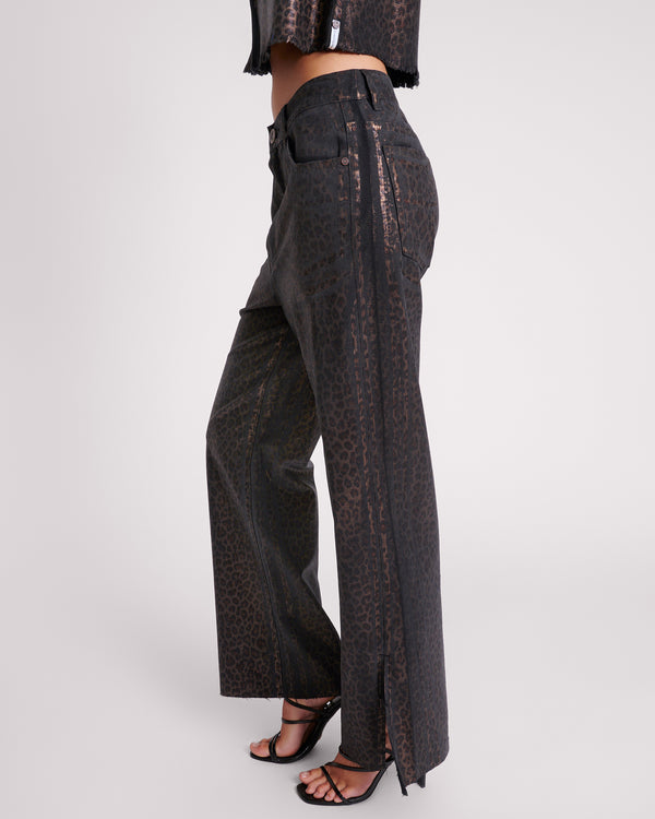 One Teaspoon Billie Low Slung Straight Leg Mid Waist Denim Jeans - Night Animal