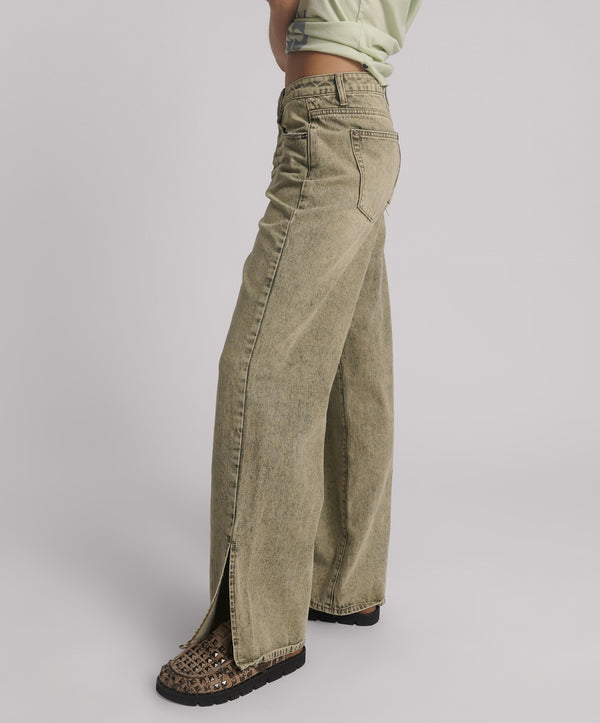 One Teaspoon Billie Mid Waist Long Rise Straight Leg Denim Jeans - Burnt Khaki