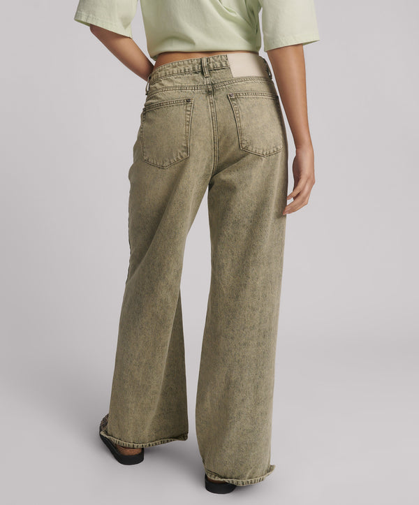 One Teaspoon Billie Mid Waist Long Rise Straight Leg Denim Jeans - Burnt Khaki