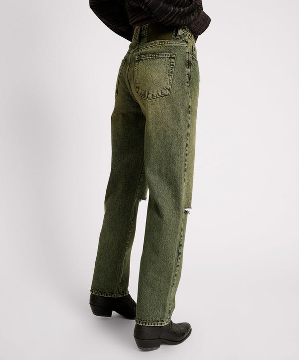 One Teaspoon BLACK KHAKI AWESOME BAGGIES HIGH WAIST STRAIGHT LEG JEANS