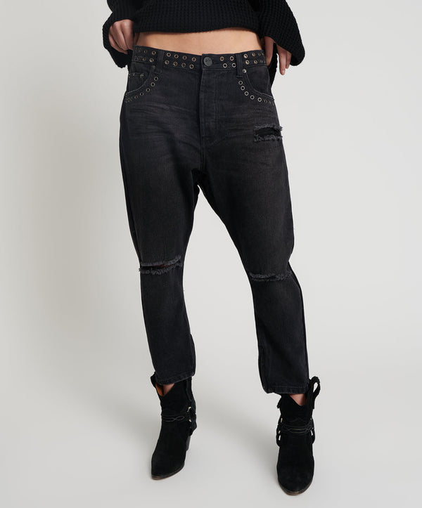 One Teaspoon BLACK OAK KINGPINS CROPPED BOYFRIEND JEANS
