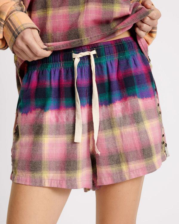 One Teaspoon Bleached Flannel Studded Boxer Shorts - Multi