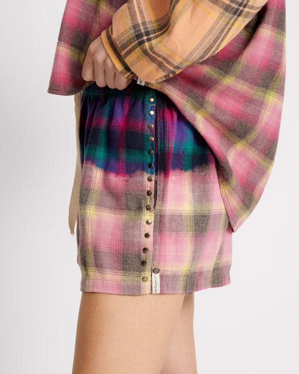 One Teaspoon Bleached Flannel Studded Boxer Shorts - Multi