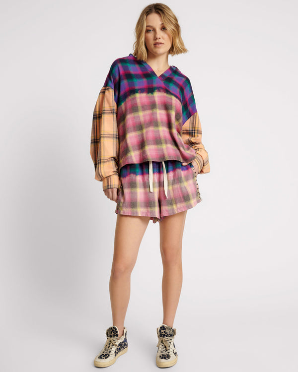 one teaspoon Bleached Flannel Studded Boxer Shorts - Multi