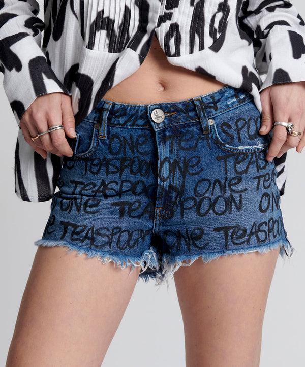 One Teaspoon Bonitas High Waist Denim Shorts - Rosewood