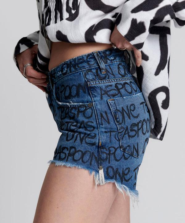 One Teaspoon Bonitas High Waist Denim Shorts - Rosewood