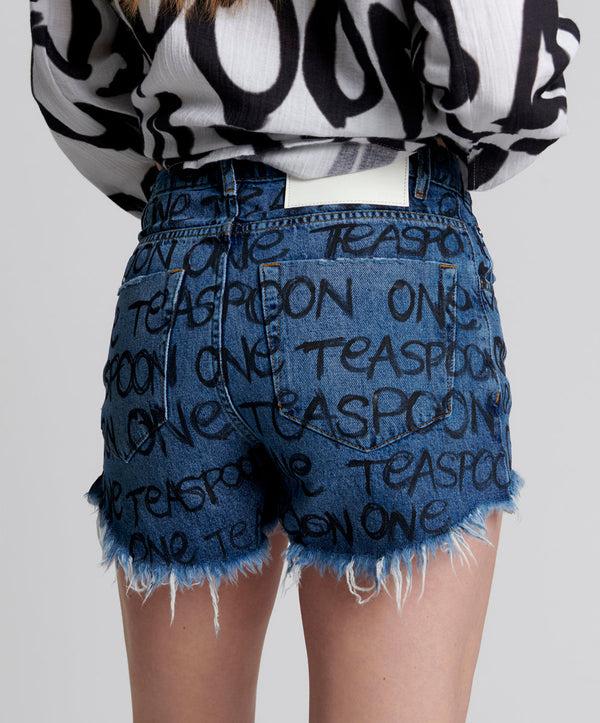 One Teaspoon Bonitas High Waist Denim Shorts - Rosewood