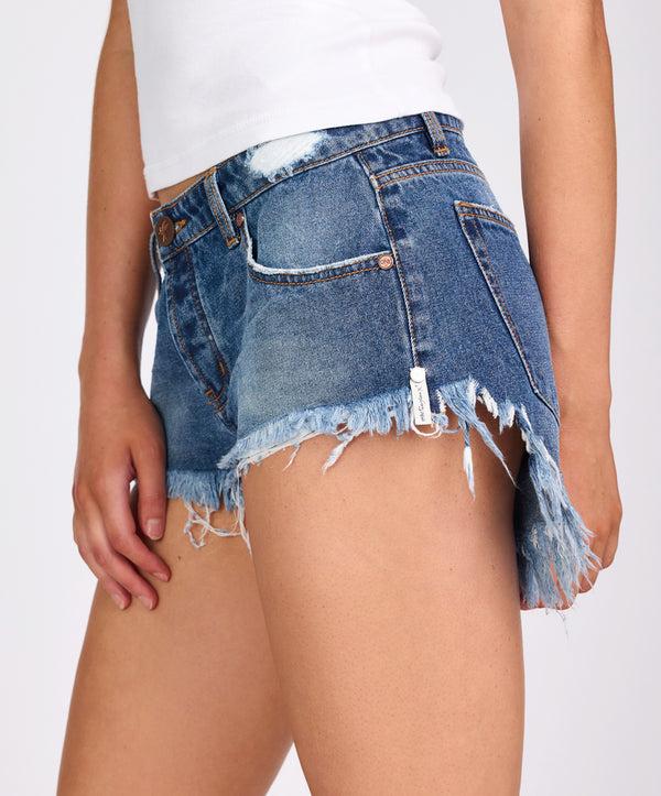 One Teaspoon Bonitas Low Waist Denim Shorts - Deep Pacifica Blue