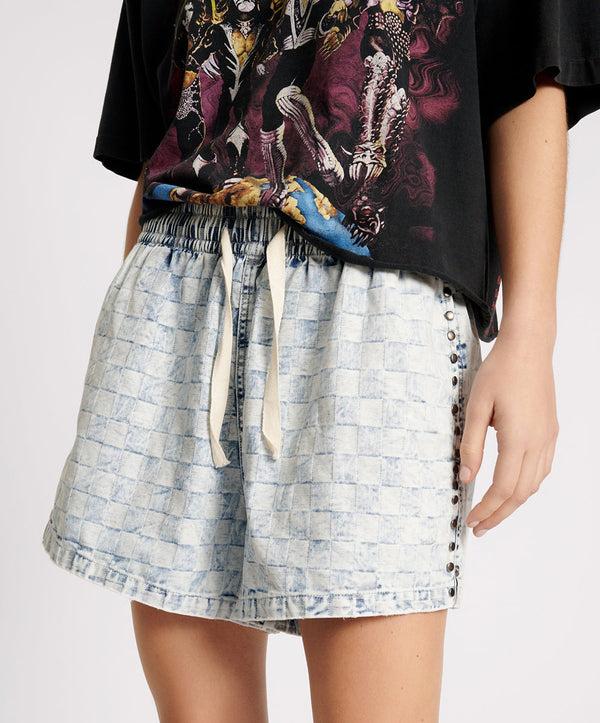 One Teaspoon Boxer Low Waist Denim Shorts - Acid Check
