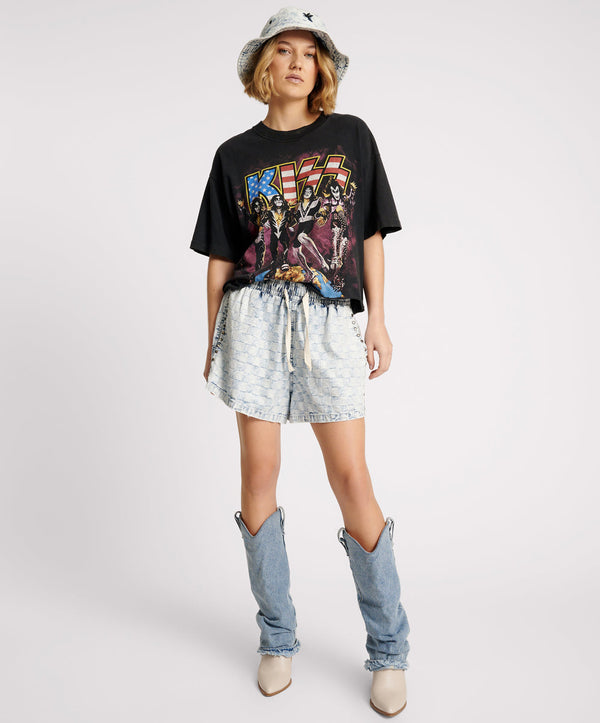 one teaspoon Boxer Low Waist Denim Shorts - Acid Check