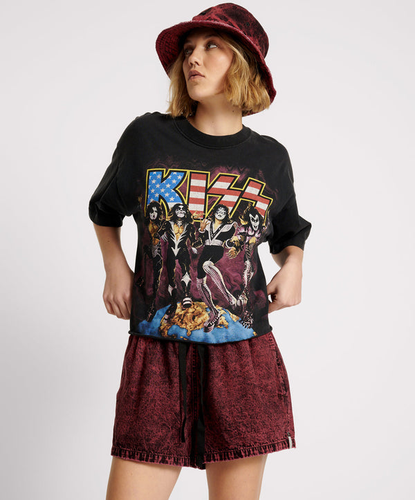 One Teaspoon Boxer Low Waist Denim Shorts - Black Heart