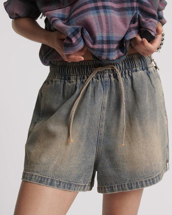 One Teaspoon Boxer Low Waist Denim Shorts - Island Blue