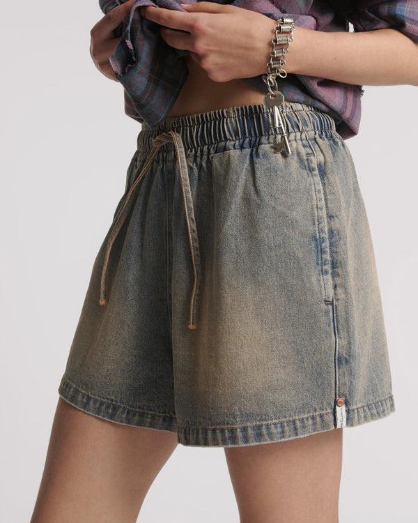 One Teaspoon Boxer Low Waist Denim Shorts - Island Blue
