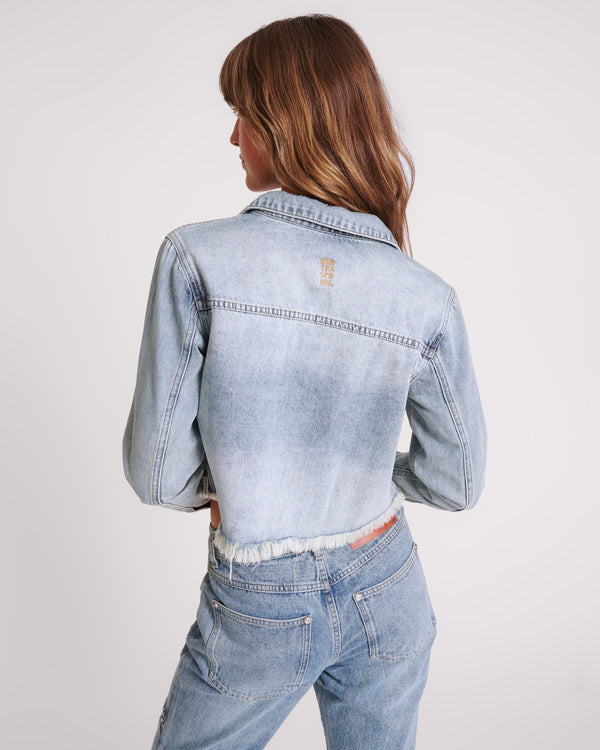 One Teaspoon Braxton Long Sleeve Denim Top - Blue Blossom