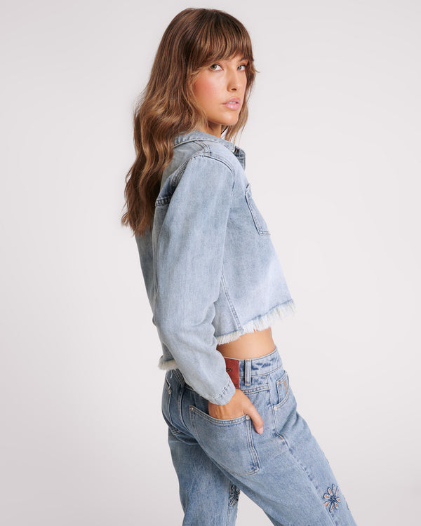 One Teaspoon Braxton Long Sleeve Denim Top - Blue Blossom