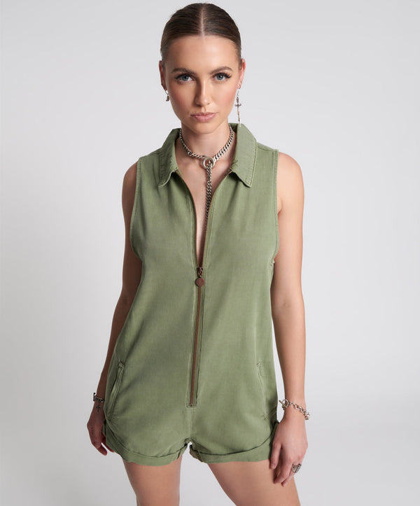 one teaspoon Braxton Mini Utility Jumpsuit - Super Khaki