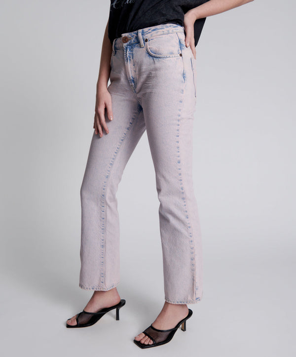 One Teaspoon Charlie High Waist Slim Flared Denim Jeans - Pink Haze