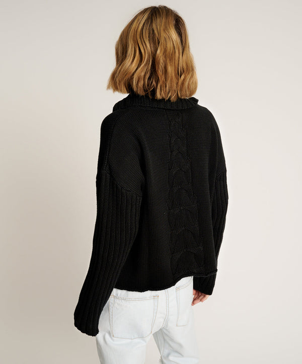 One Teaspoon Classic Chunky Roll Neck Knit Sweater - Black