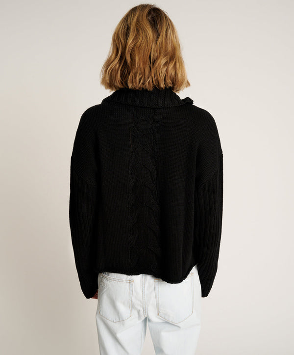 One Teaspoon Classic Chunky Roll Neck Knit Sweater - Black