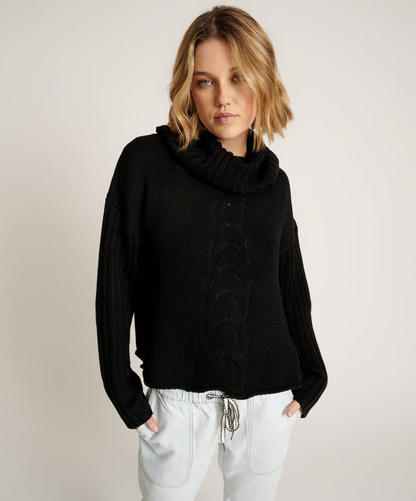 one teaspoon Classic Chunky Roll Neck Knit Sweater - Black