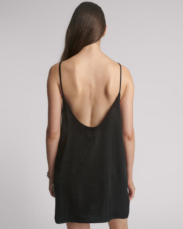 One Teaspoon Courtney Zipped Up Satin Slip Mini Dress - Black