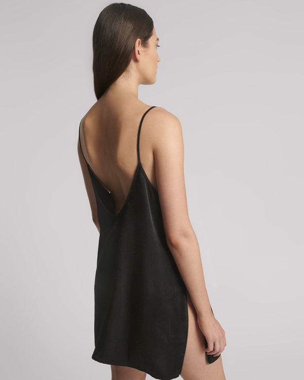 One Teaspoon Courtney Zipped Up Satin Slip Mini Dress - Black