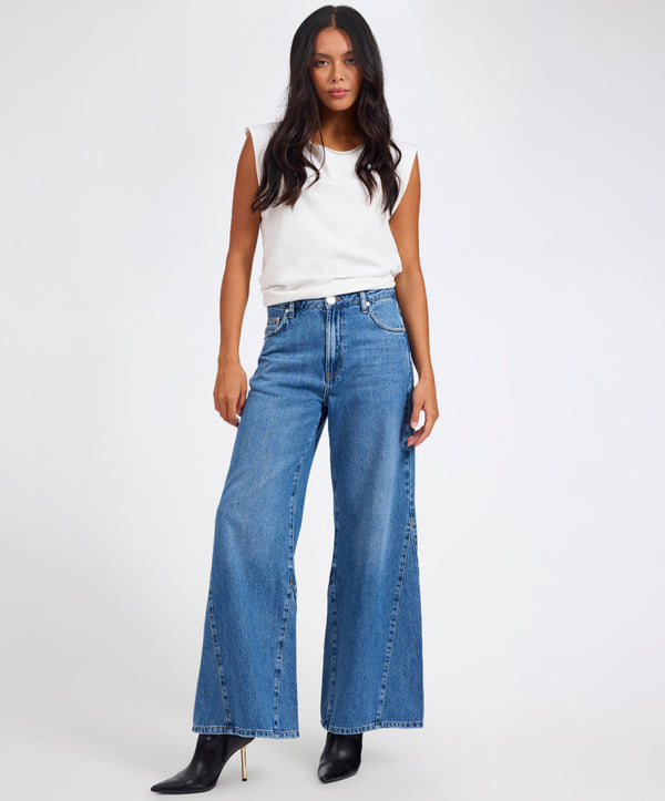 One Teaspoon Cruisers Mid Waist Bootcut Flare Denim Jeans - Bright Blue